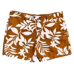 - Linen Hibiscus Print City Shorts SZ 12! VGUC!